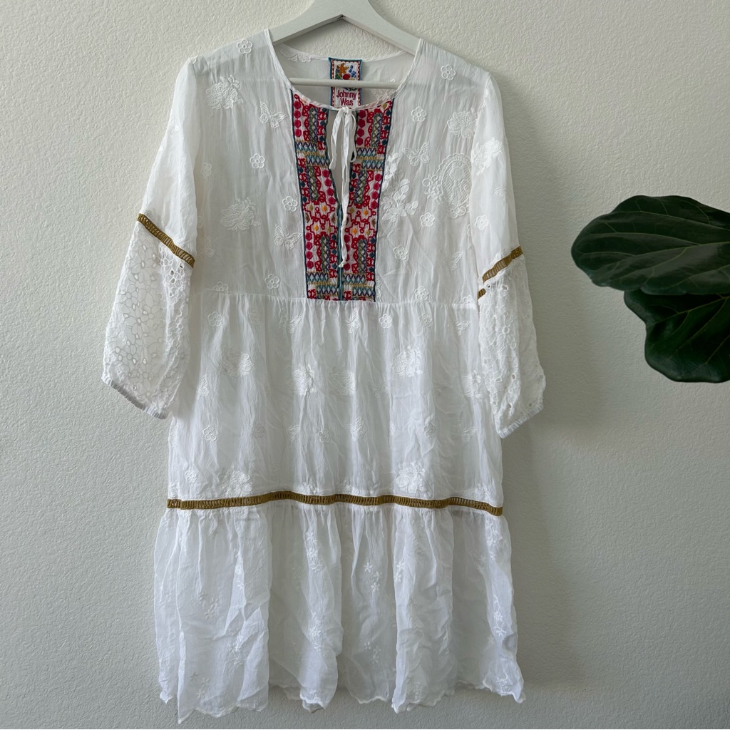 Johnny Was White Meow Tunic Dress